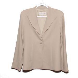 Doncaster 100% Wool Beige One-Button Tailored Blazer Jacket Size 8